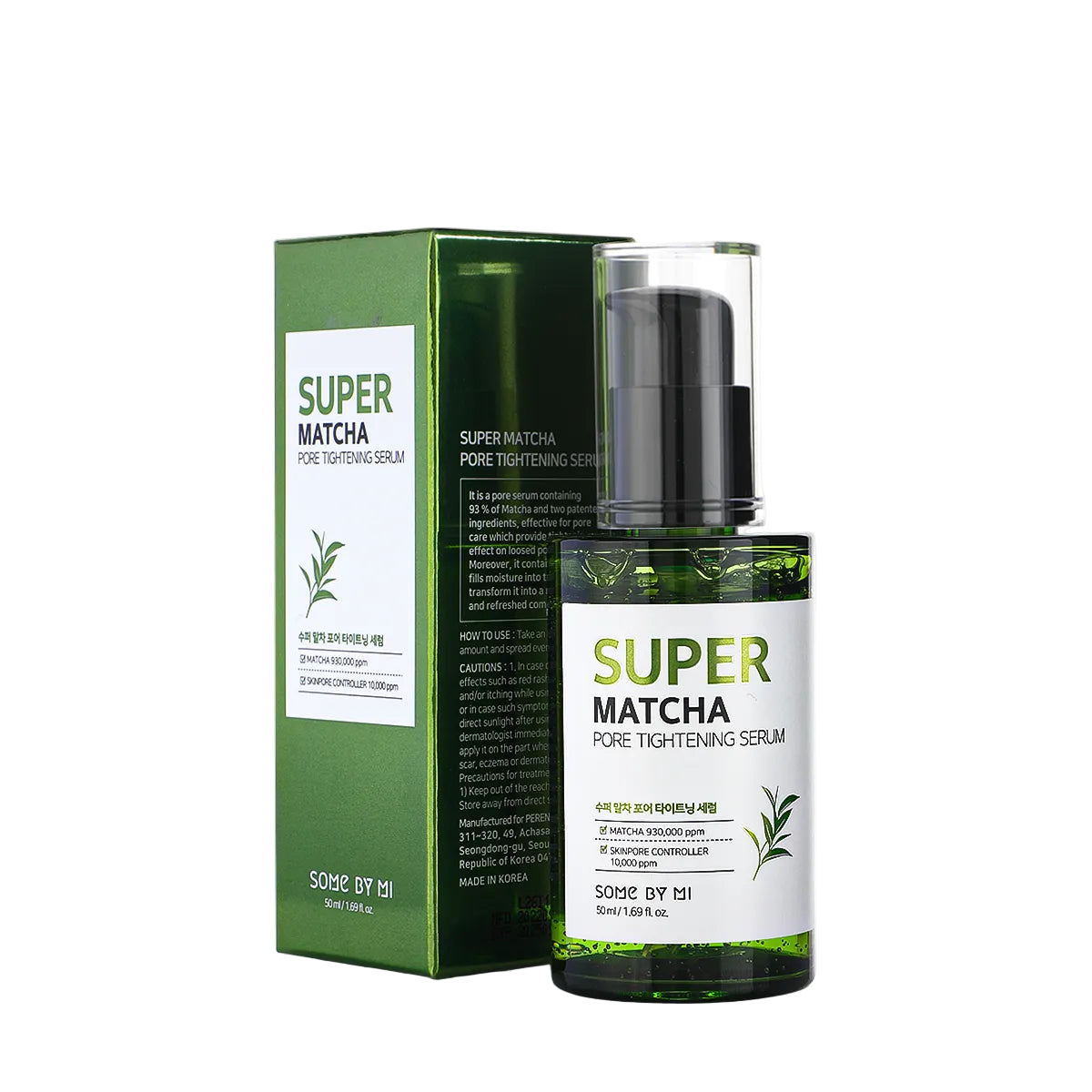 GlowTok Some By Mi Super Matcha Pore Tightening Serum bottle and box on white background