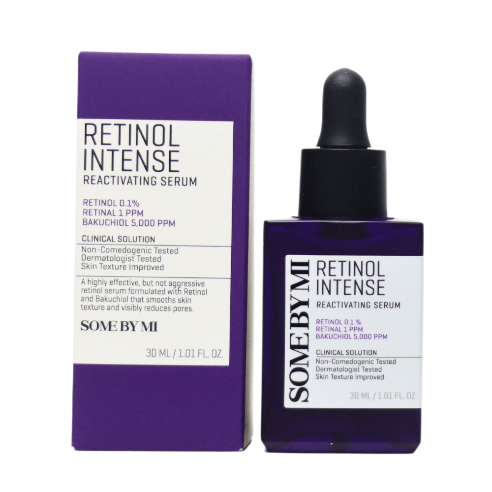 GlowTok Some By Mi Retinol Intense Reactivating Serum bottle and box on white background.